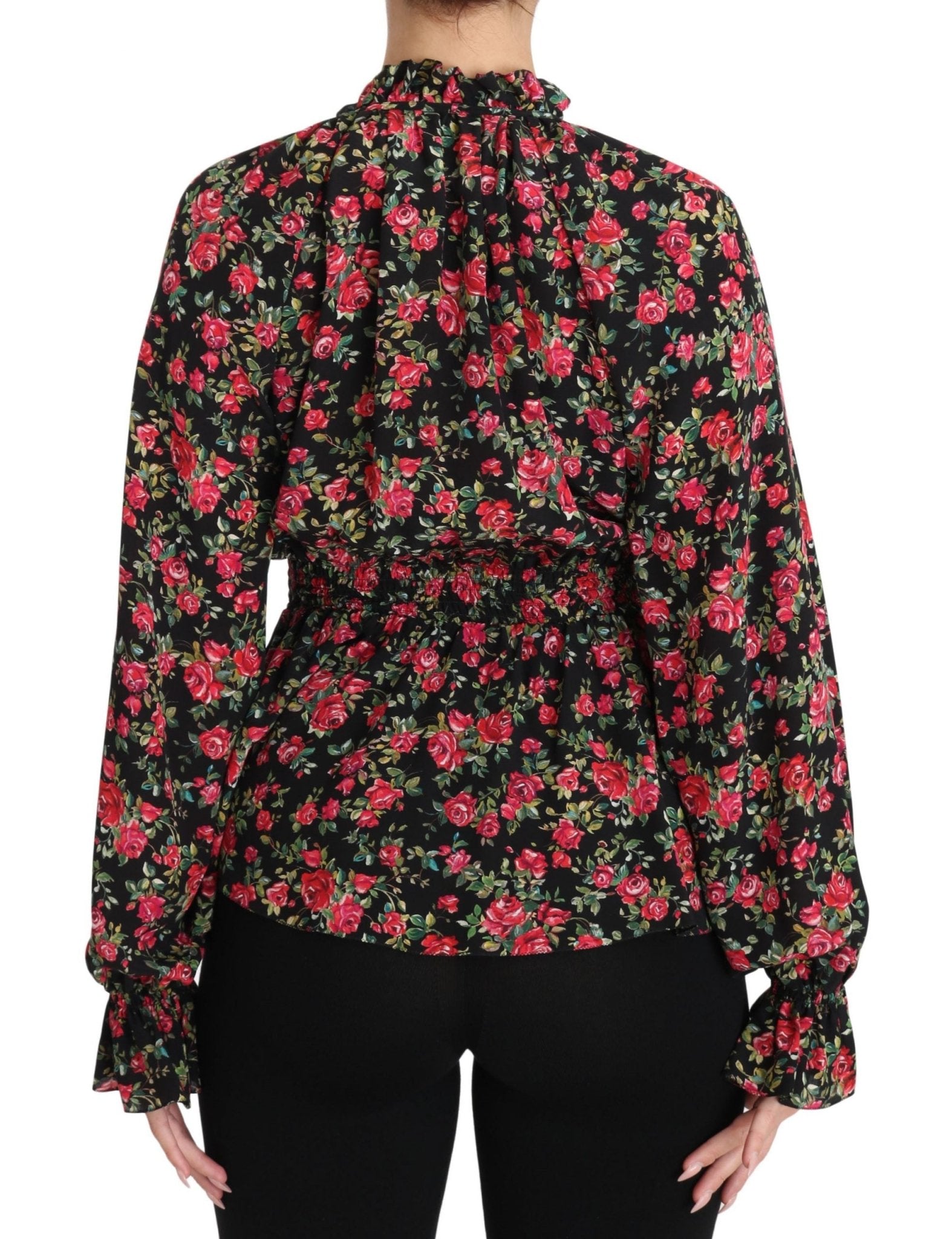 Dolce & Gabbana Elegant Black Floral Silk Shirt - Sandy Store ByNet