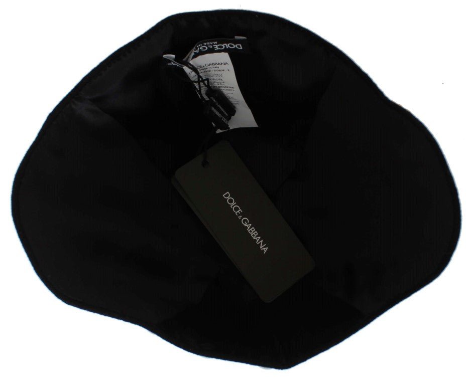 Dolce & Gabbana Elegant Black Floral Wool Cloche Hat - Sandy Store ByNet