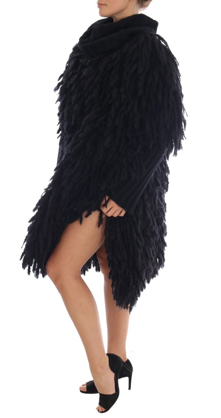 Dolce & Gabbana Elegant Black Fringed Wool - Cashmere Sweater - Sandy Store ByNet