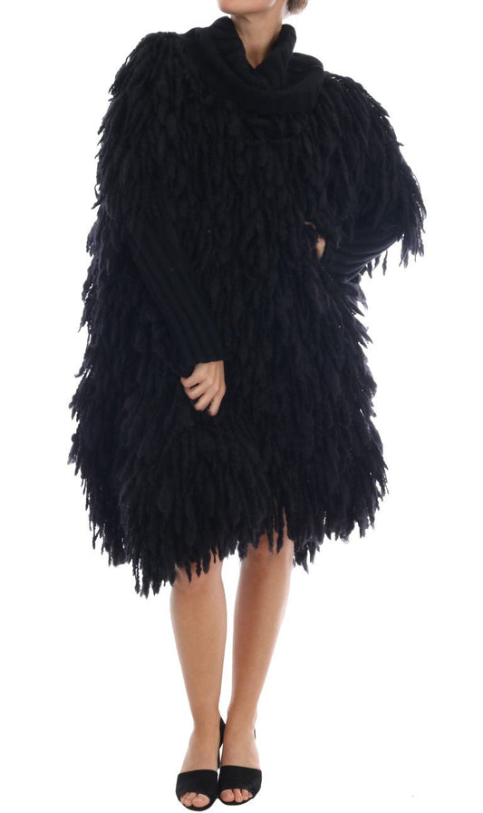 Dolce & Gabbana Elegant Black Fringed Wool - Cashmere Sweater - Sandy Store ByNet