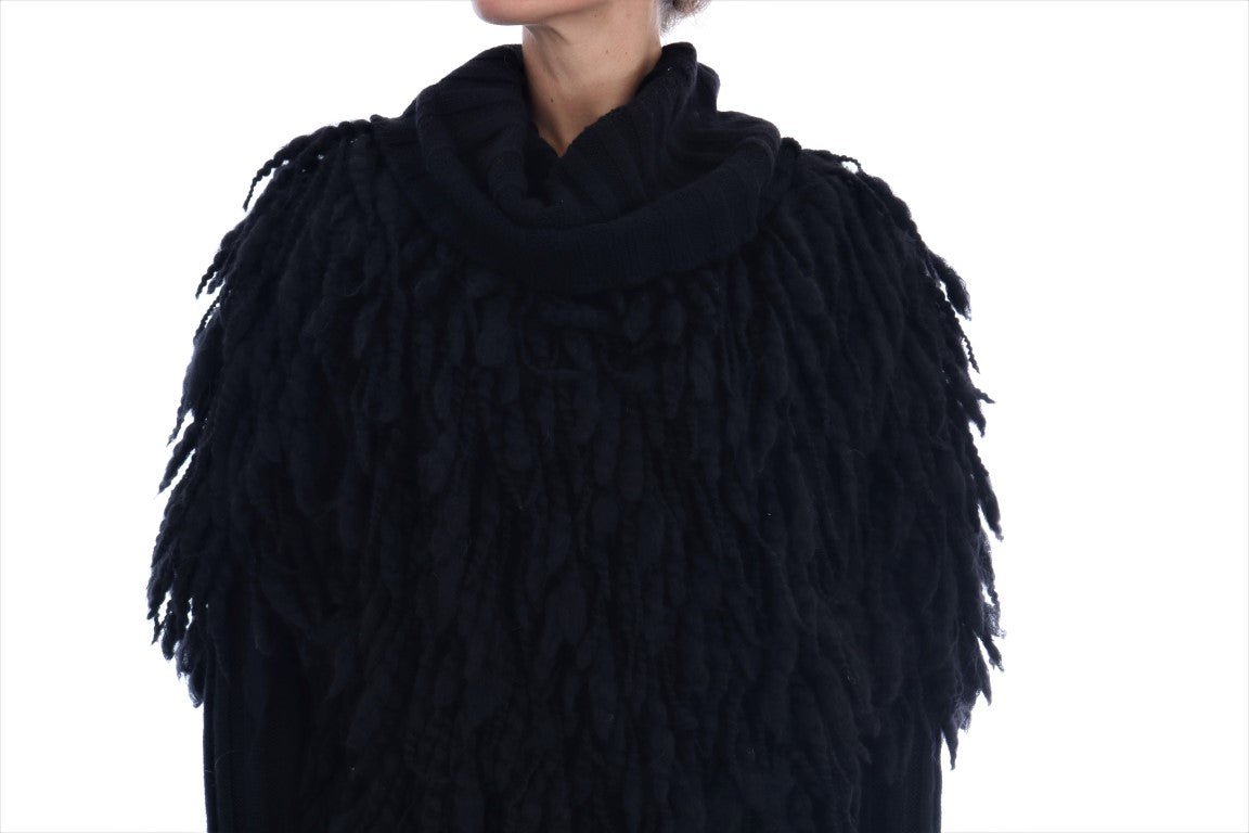 Dolce & Gabbana Elegant Black Fringed Wool - Cashmere Sweater - Sandy Store ByNet