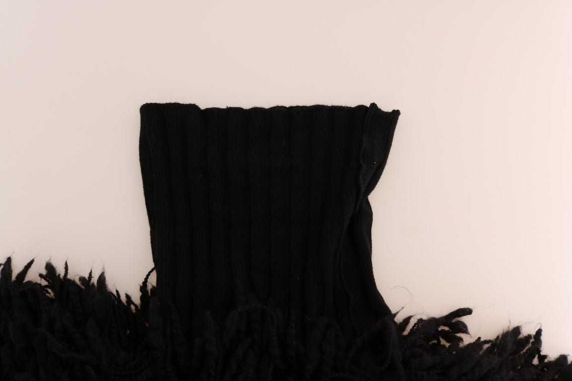 Dolce & Gabbana Elegant Black Fringed Wool - Cashmere Sweater - Sandy Store ByNet