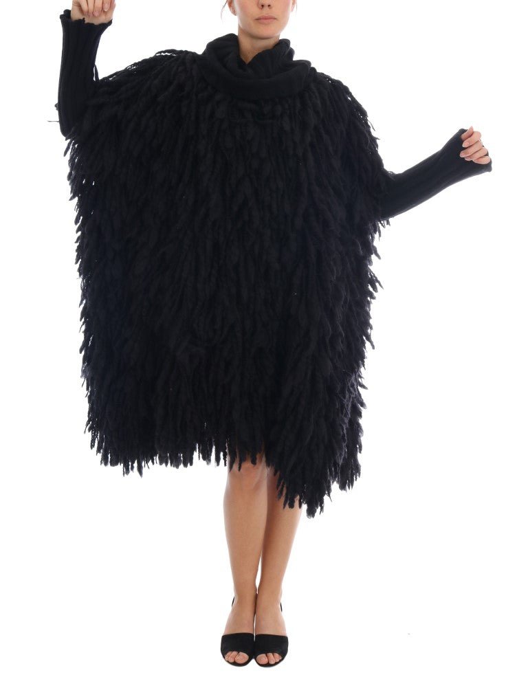 Dolce & Gabbana Elegant Black Fringed Wool - Cashmere Sweater - Sandy Store ByNet