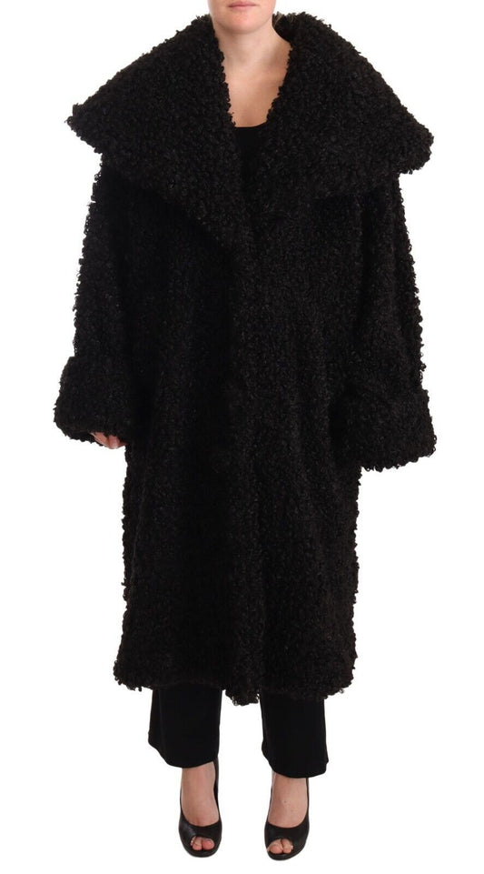 Dolce & Gabbana Elegant Black Fur Cape Trench Coat - Sandy Store ByNet