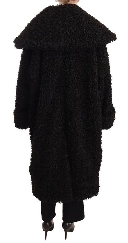 Dolce & Gabbana Elegant Black Fur Cape Trench Coat - Sandy Store ByNet