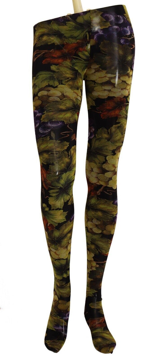 Dolce & Gabbana Elegant Black Grapes Printed Nylon Tights - Sandy Store ByNet