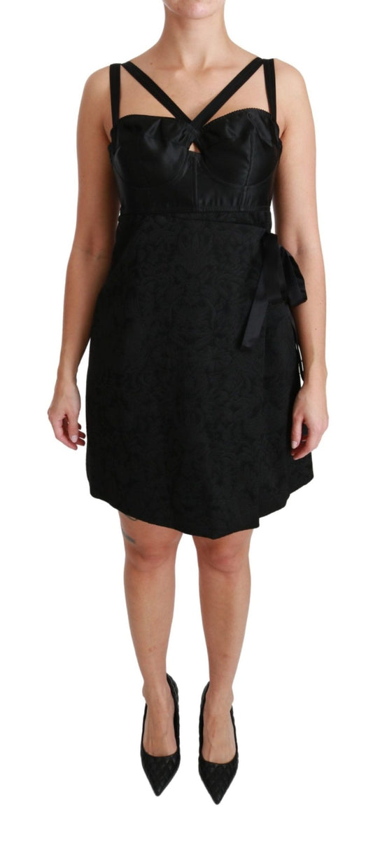 Dolce & Gabbana Elegant Black Jacquard Sheath Dress - Sandy Store ByNet