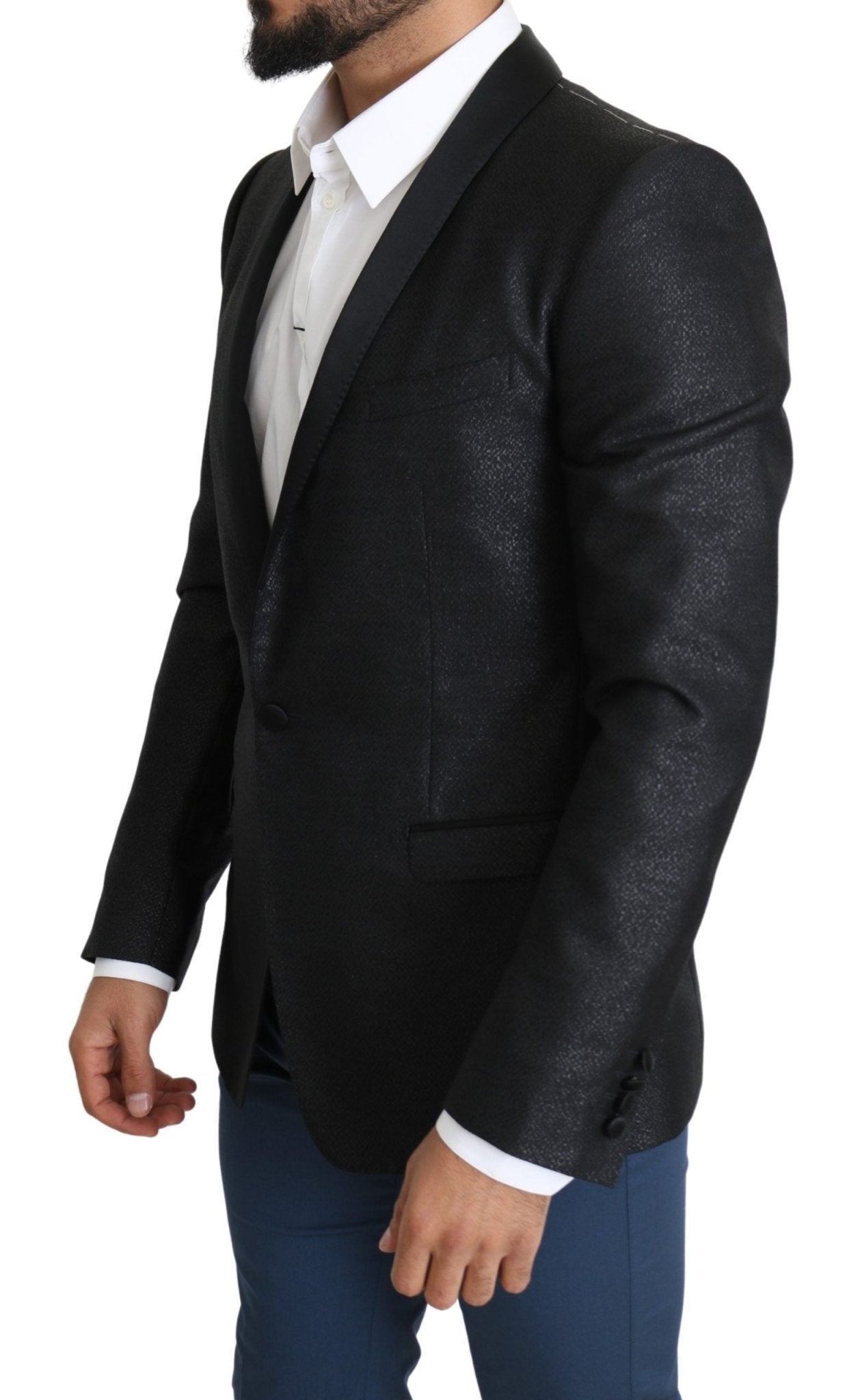 Dolce & Gabbana Elegant Black Jacquard Slim Fit Blazer - Sandy Store ByNet