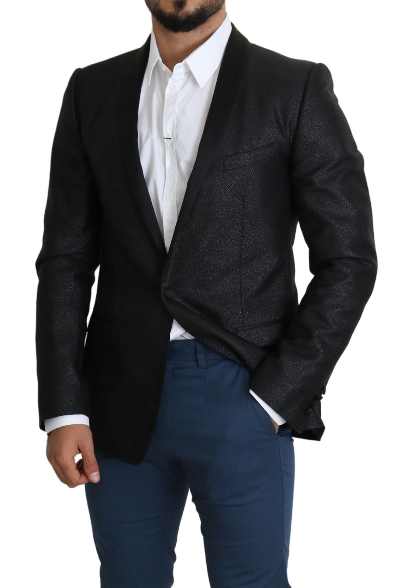 Dolce & Gabbana Elegant Black Jacquard Slim Fit Blazer - Sandy Store ByNet