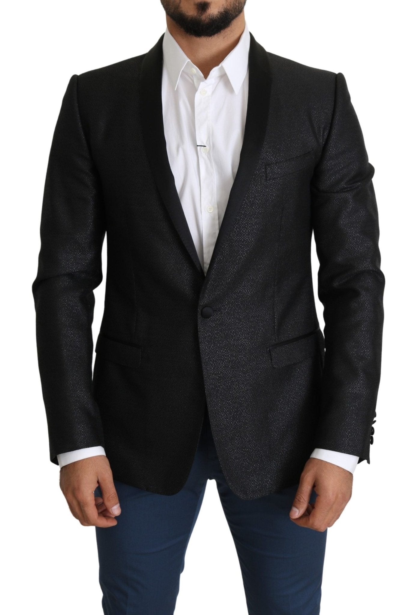 Dolce & Gabbana Elegant Black Jacquard Slim Fit Blazer - Sandy Store ByNet