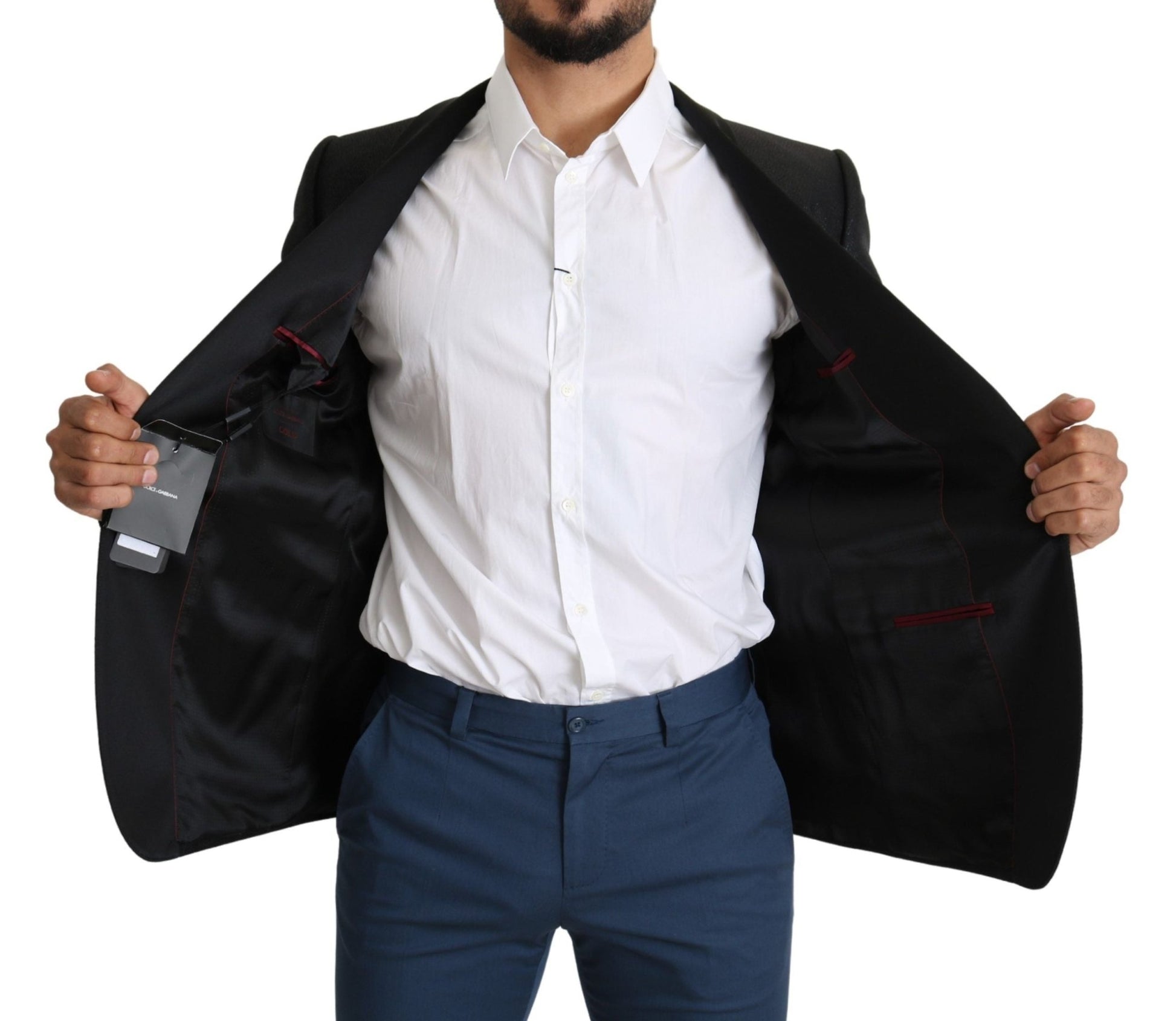 Dolce & Gabbana Elegant Black Jacquard Slim Fit Blazer - Sandy Store ByNet
