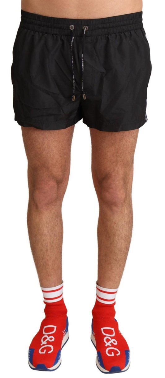 Dolce & Gabbana Elegant Black KING Motive Swim Trunks - Sandy Store ByNet