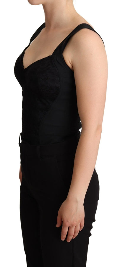 Dolce & Gabbana Elegant Black Lace Bodysuit Corset Dress - Sandy Store ByNet