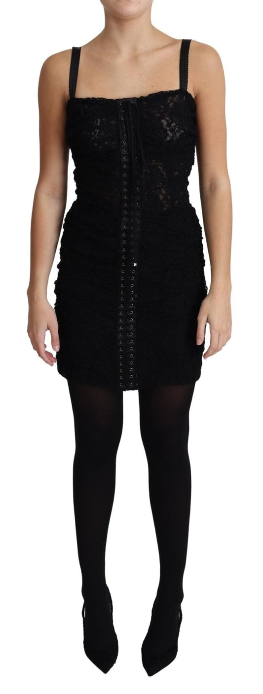 Dolce & Gabbana Elegant Black Lace Bustier Mini Dress - Sandy Store ByNet
