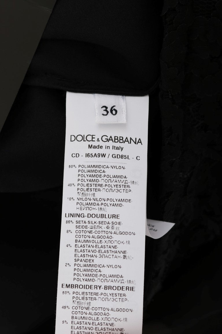 Dolce & Gabbana Elegant Black Lace Heart Applique Shift Dress - Sandy Store ByNet