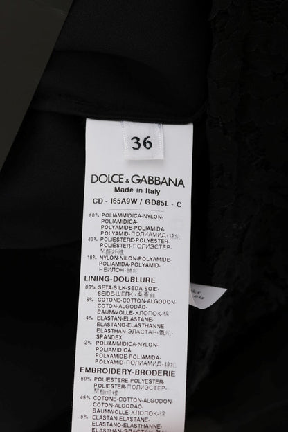Dolce & Gabbana Elegant Black Lace Heart Applique Shift Dress - Sandy Store ByNet