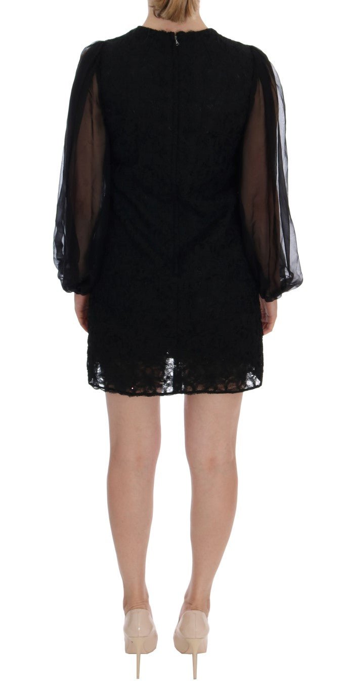 Dolce & Gabbana Elegant Black Lace Heart Applique Shift Dress - Sandy Store ByNet