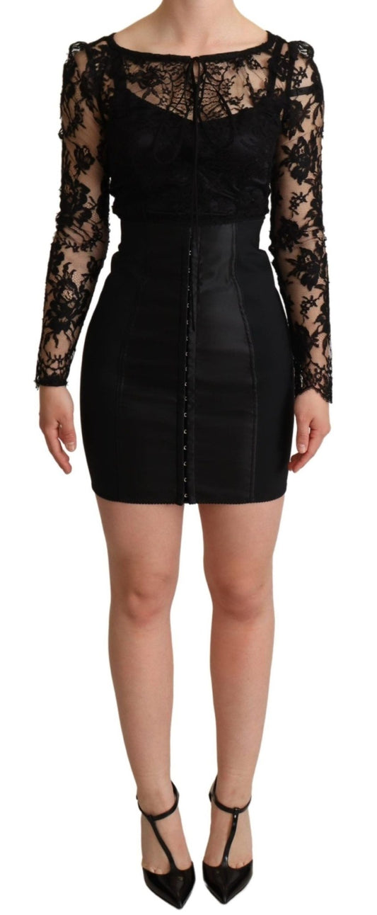 Dolce & Gabbana Elegant Black Lace Mini - Dress Delight - Sandy Store ByNet