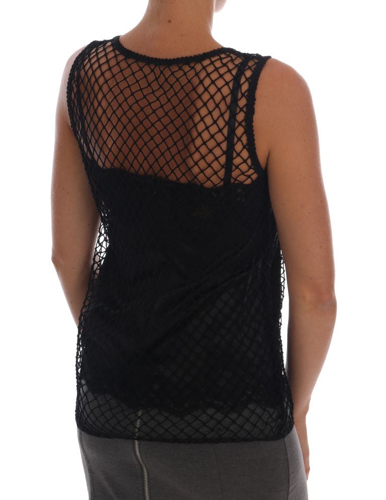 Dolce & Gabbana Elegant Black Lace Sleeveless Cami Blouse - Sandy Store ByNet