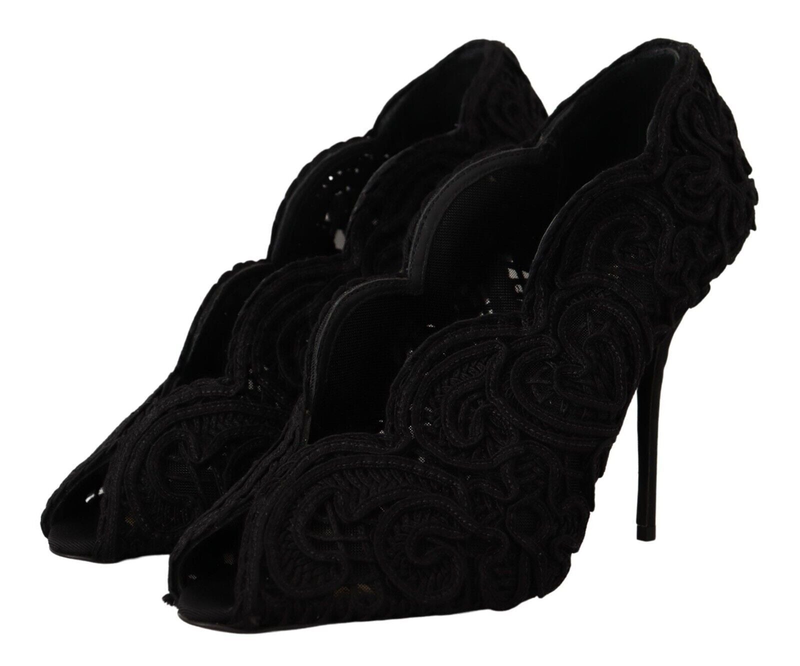 Dolce & Gabbana Elegant Black Lace Stiletto Heels - Sandy Store ByNet