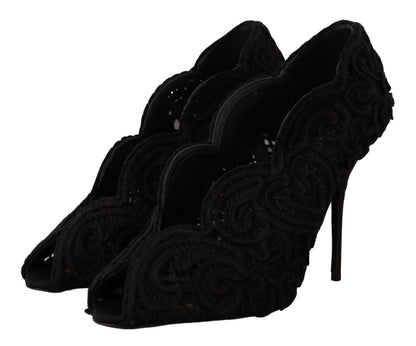 Dolce & Gabbana Elegant Black Lace Stiletto Heels - Sandy Store ByNet
