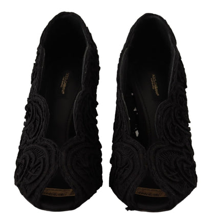 Dolce & Gabbana Elegant Black Lace Stiletto Heels - Sandy Store ByNet