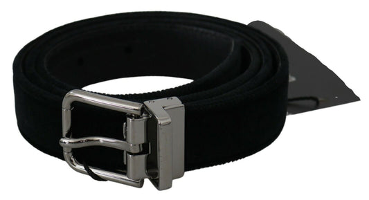 Dolce & Gabbana Elegant Black Leather Belt with Velvet Interior - Sandy Store ByNet