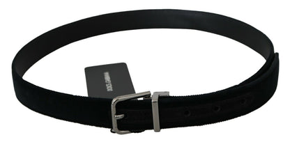 Dolce & Gabbana Elegant Black Leather Belt with Velvet Interior - Sandy Store ByNet
