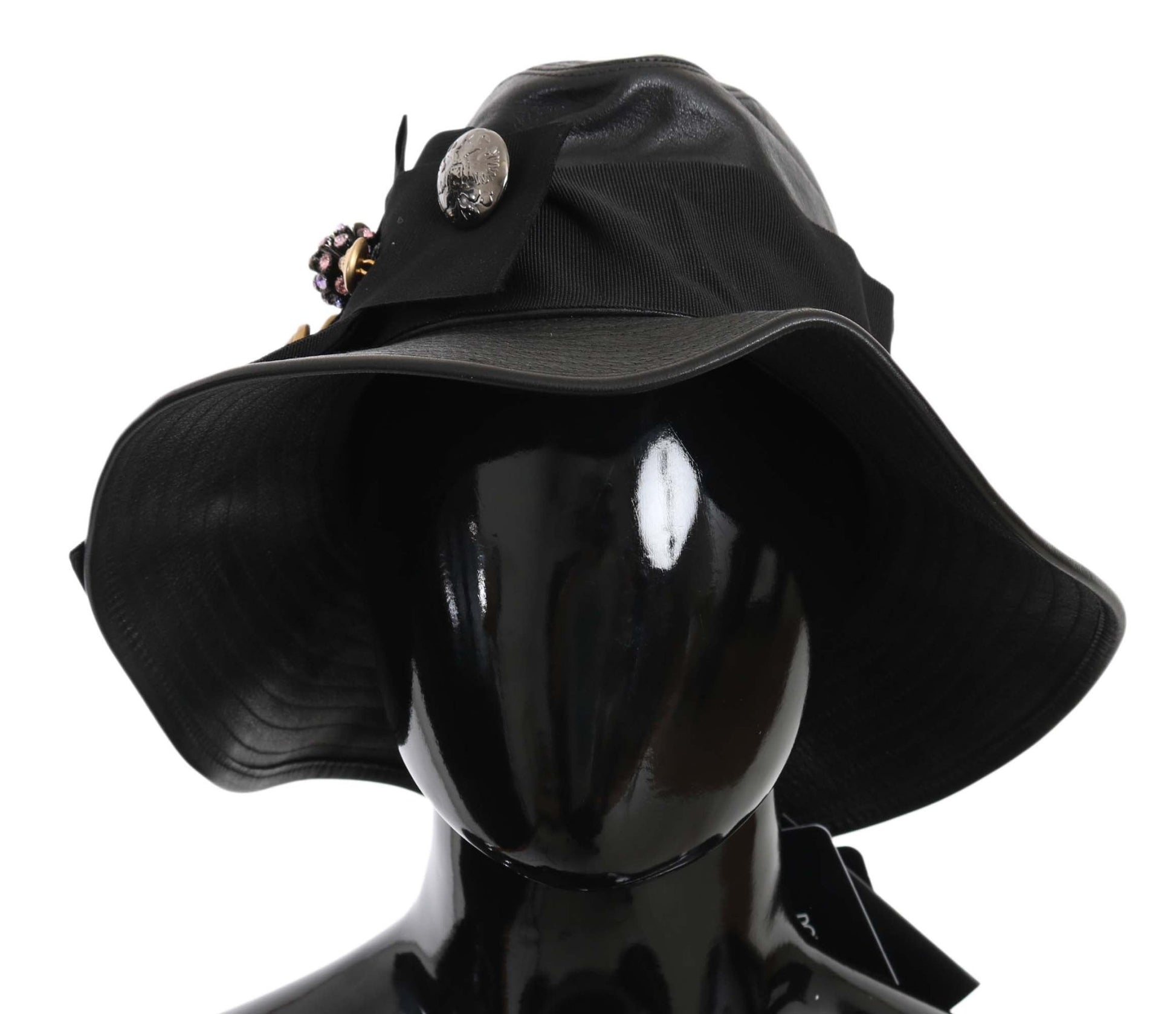 Dolce & Gabbana Elegant Black Leather Cloche Cap - Sandy Store ByNet