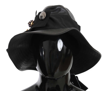 Dolce & Gabbana Elegant Black Leather Cloche Cap - Sandy Store ByNet