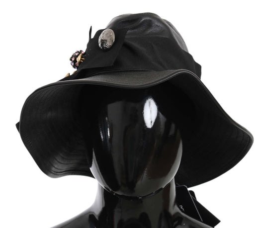 Dolce & Gabbana Elegant Black Leather Cloche Cap - Sandy Store ByNet