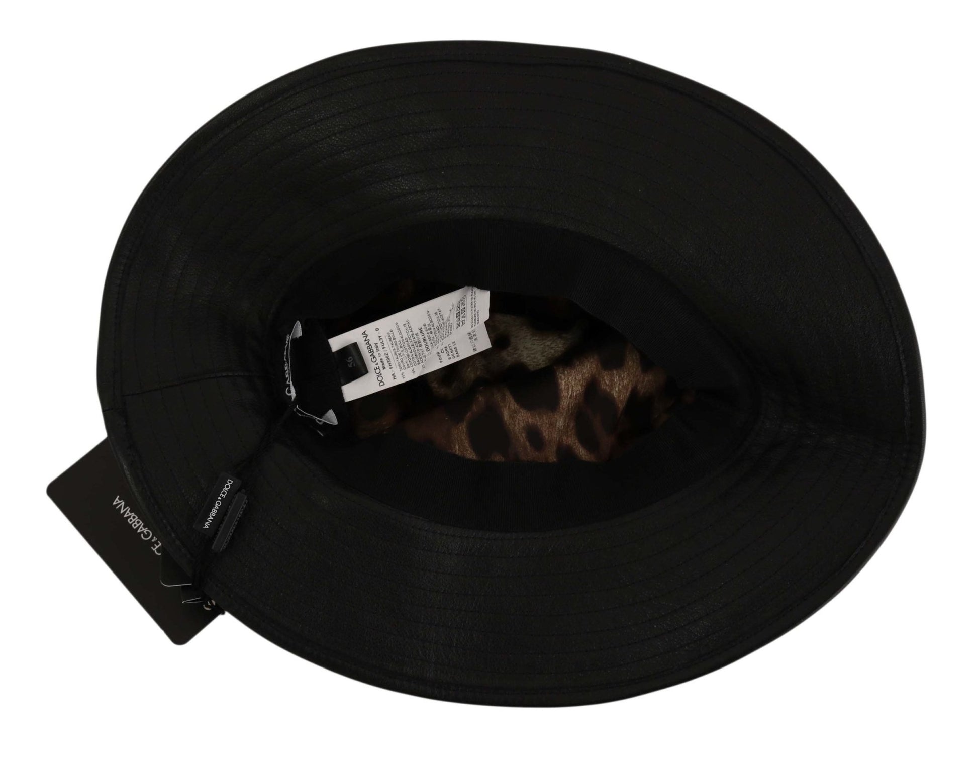 Dolce & Gabbana Elegant Black Leather Cloche Cap - Sandy Store ByNet