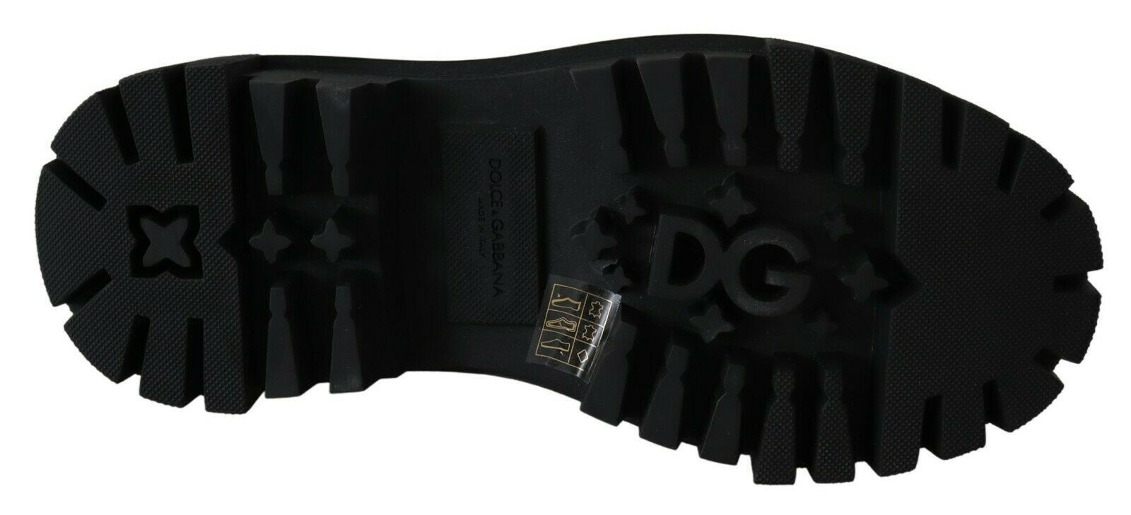 Dolce & Gabbana Elegant Black Leather Combat Boots with Crystal Detail - Sandy Store ByNet