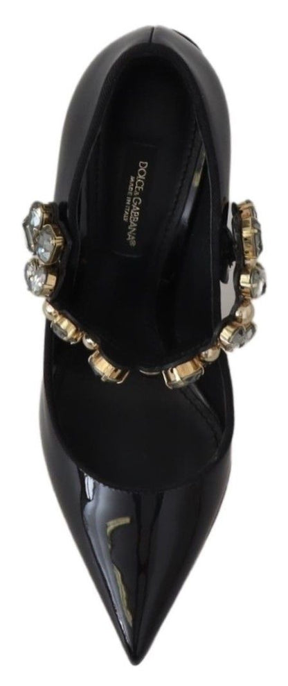 Dolce & Gabbana Elegant Black Leather Crystal Pumps - Sandy Store ByNet