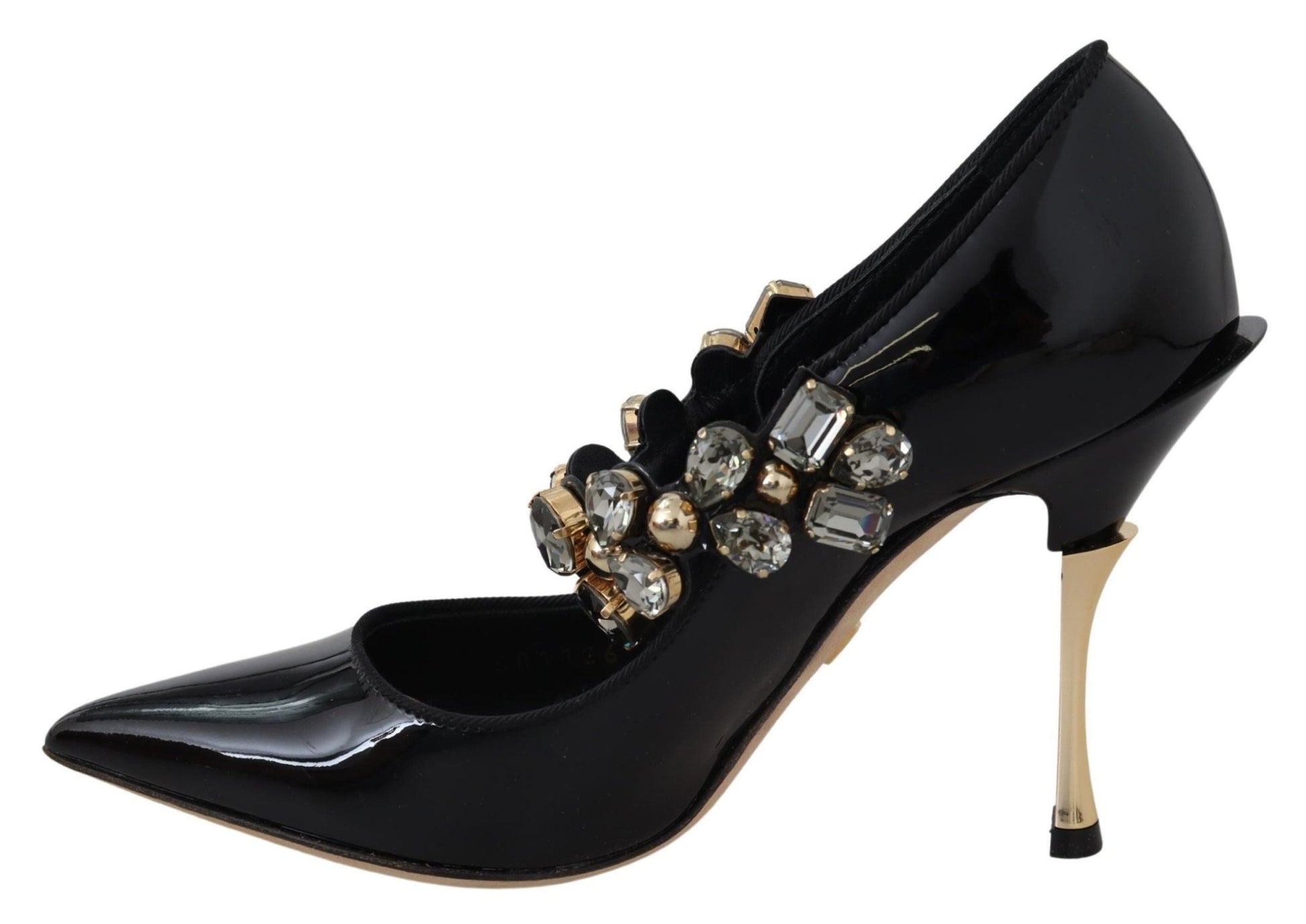 Dolce & Gabbana Elegant Black Leather Crystal Pumps - Sandy Store ByNet