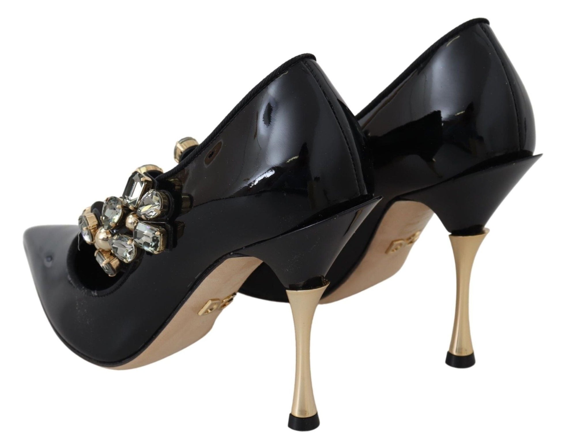 Dolce & Gabbana Elegant Black Leather Crystal Pumps - Sandy Store ByNet