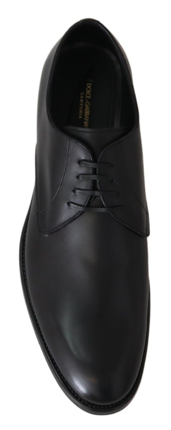 Dolce & Gabbana Elegant Black Leather Derby Dress Shoes - Sandy Store ByNet