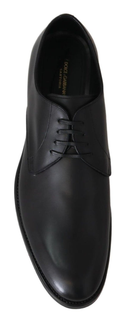 Dolce & Gabbana Elegant Black Leather Derby Dress Shoes - Sandy Store ByNet