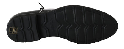 Dolce & Gabbana Elegant Black Leather Derby Dress Shoes - Sandy Store ByNet