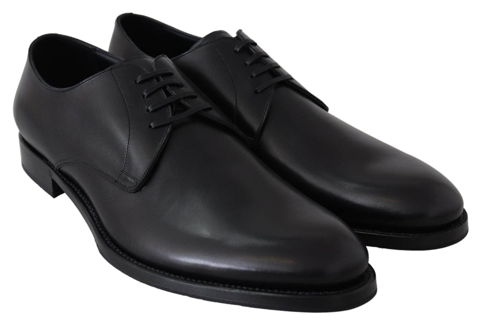 Dolce & Gabbana Elegant Black Leather Derby Dress Shoes - Sandy Store ByNet