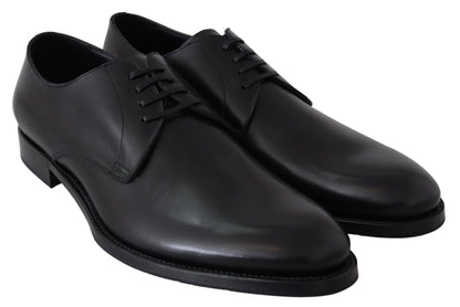 Dolce & Gabbana Elegant Black Leather Derby Dress Shoes - Sandy Store ByNet