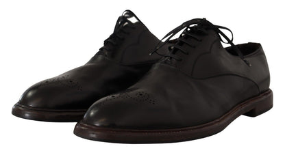 Dolce & Gabbana Elegant Black Leather Derby Formal Shoes - Sandy Store ByNet