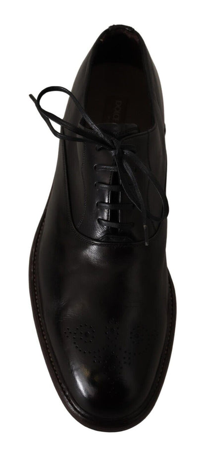 Dolce & Gabbana Elegant Black Leather Derby Formal Shoes - Sandy Store ByNet
