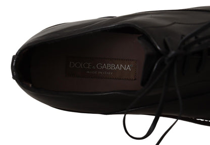 Dolce & Gabbana Elegant Black Leather Derby Formal Shoes - Sandy Store ByNet