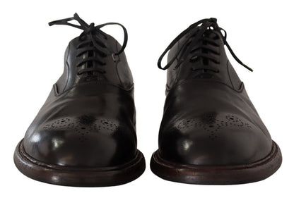 Dolce & Gabbana Elegant Black Leather Derby Formal Shoes - Sandy Store ByNet