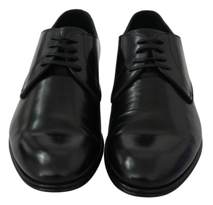 Dolce & Gabbana Elegant Black Leather Derby Shoes - Sandy Store ByNet