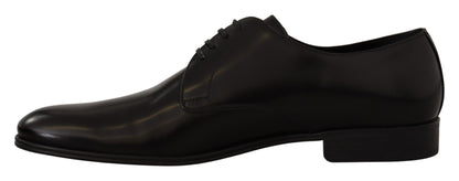 Dolce & Gabbana Elegant Black Leather Derby Shoes - Sandy Store ByNet