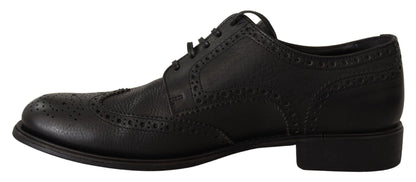 Dolce & Gabbana Elegant Black Leather Derby Wingtip Shoes - Sandy Store ByNet