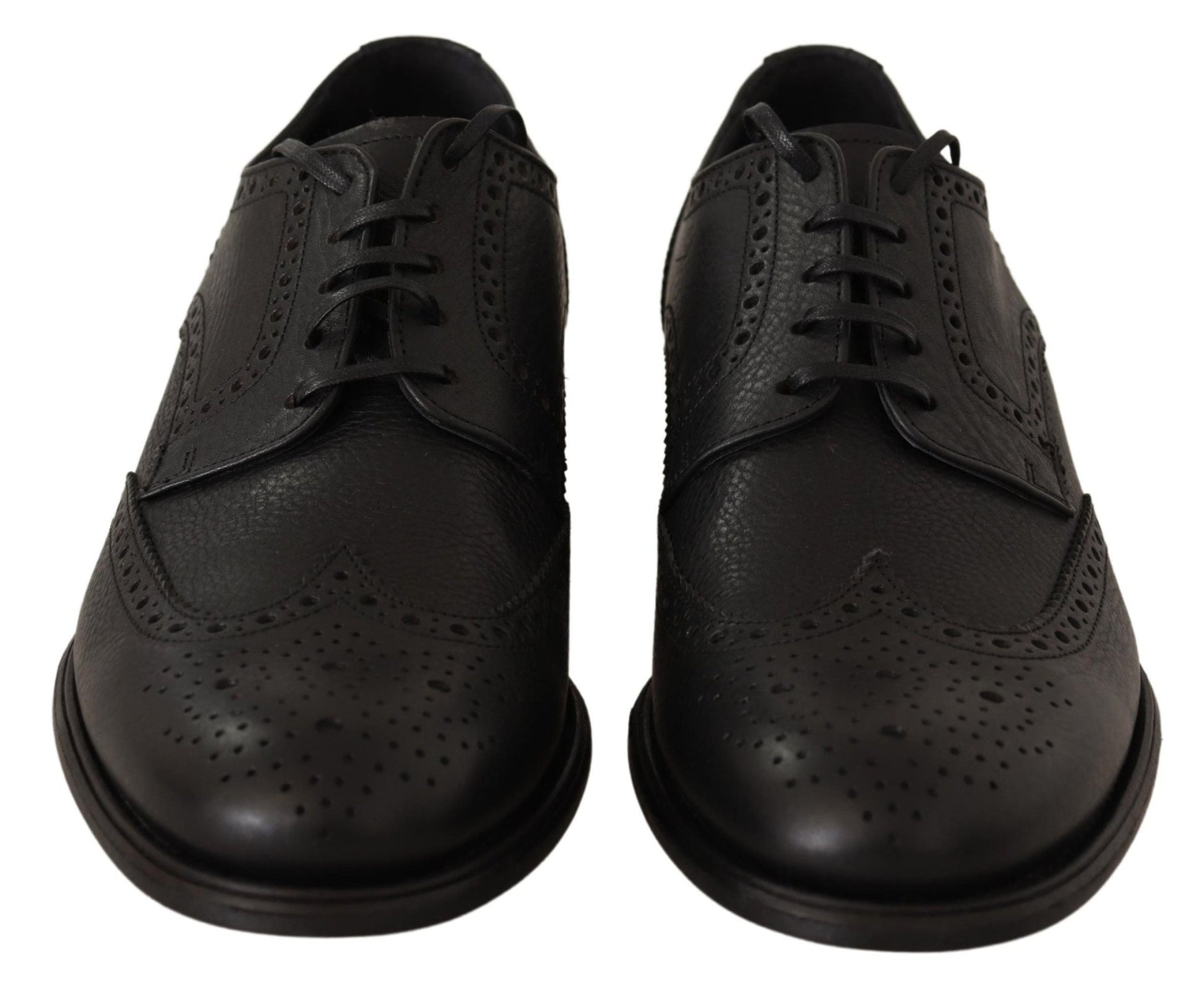 Dolce & Gabbana Elegant Black Leather Derby Wingtip Shoes - Sandy Store ByNet