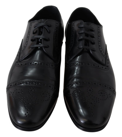 Dolce & Gabbana Elegant Black Leather Formal Derby Shoes - Sandy Store ByNet